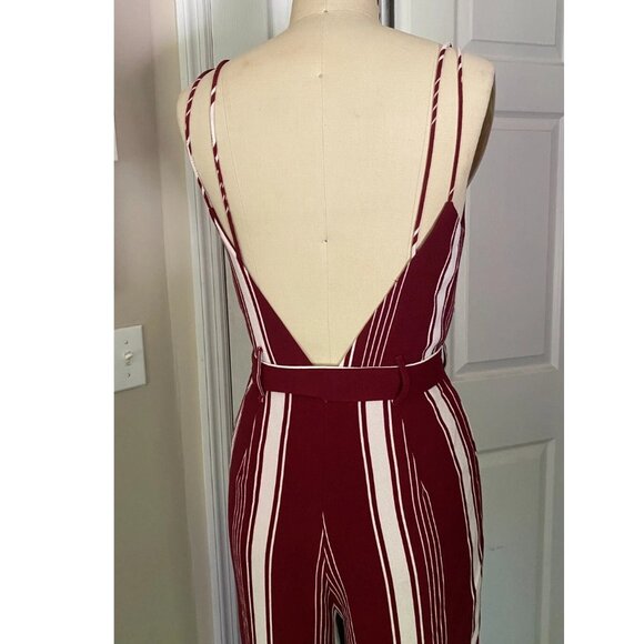 LOVERS + FRIENDS "Charisma" Red Striped Belted wide leg JUMPSUIT Romper *SMALL* - Picture 7 of 9